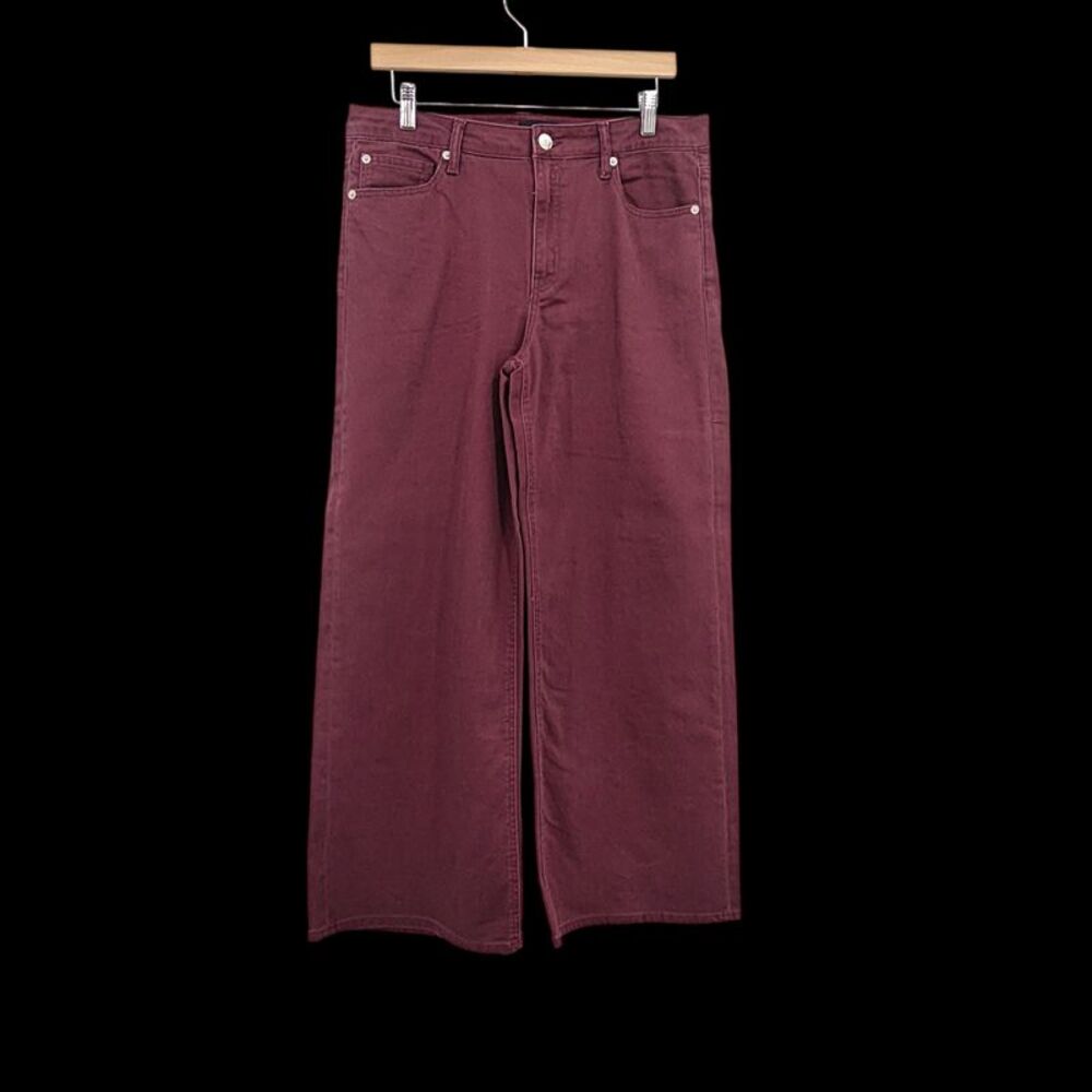Quince Women Bella Stretch Wide Leg Jeans Wine Tasting Red 31